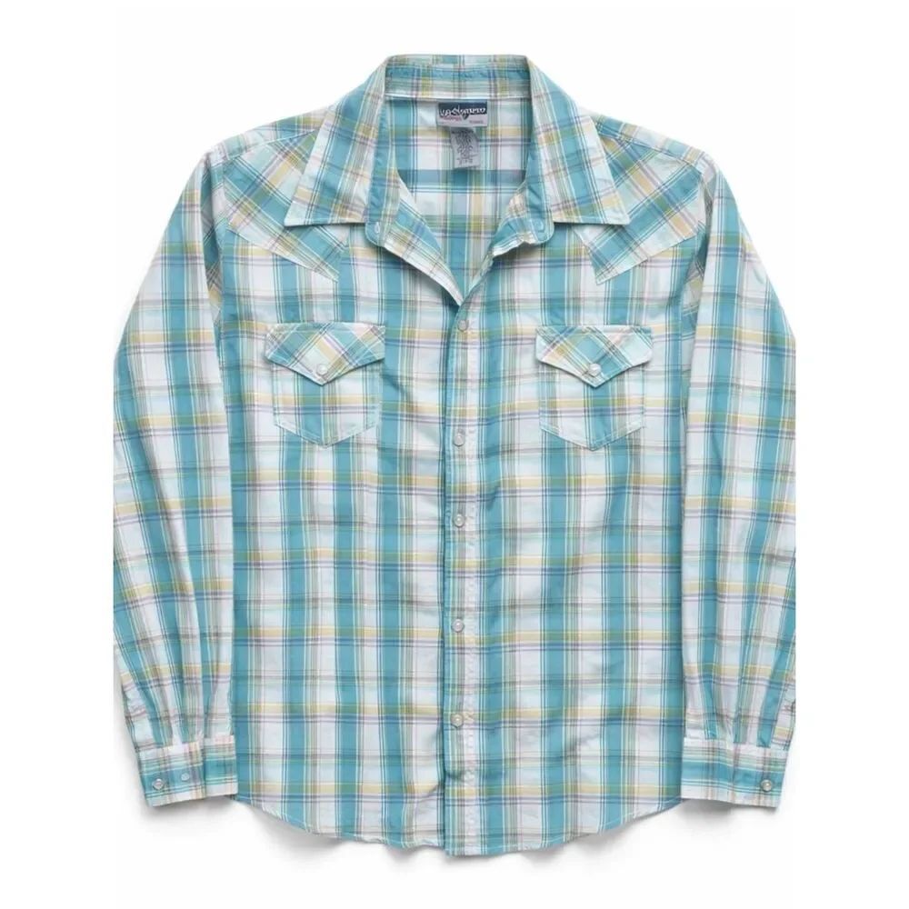 Wrangler Wrancher Western Pearl Snap Shirt Plaid Green 3XL Oversized